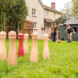 Garden Games Wooden Skittles Lawn Bowling Set